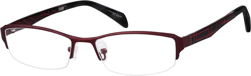 Red Pure Titanium Half-Rim Frame with Plastic Temples 130718 Women Half Rim Mixed Materials Eyeglasses #130718