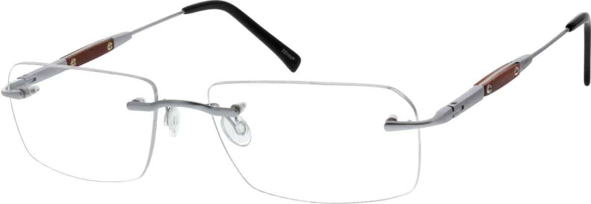Silver Rimless Titanium Frame With Spring Hinges #1311 ...