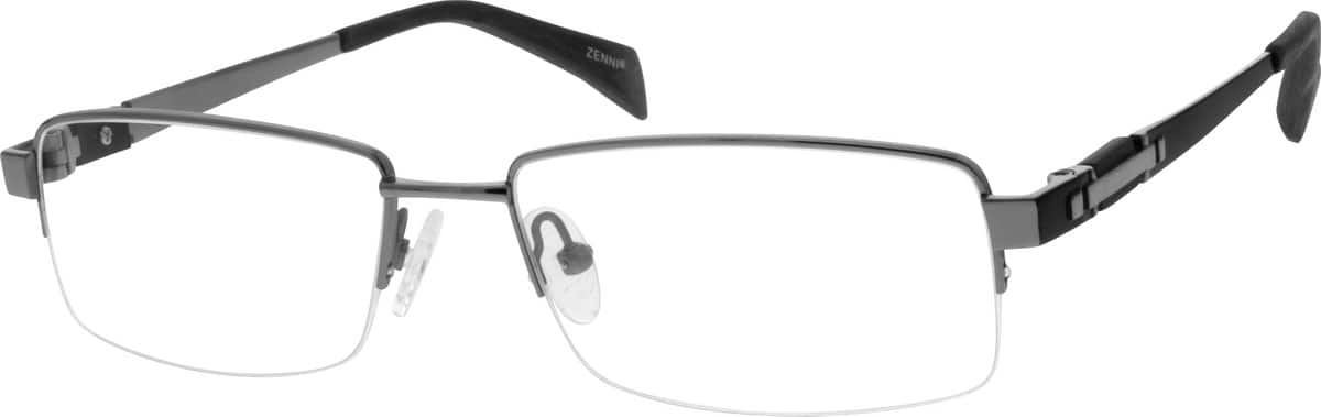 Gray Rectangle Titanium Eyeglasses 131912 Men Half Rim Titanium Eyeglasses #131912