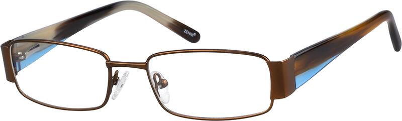 Brown Rectangle Eyeglasses 144415 Men Full Rim Mixed Materials Eyeglasses #144415