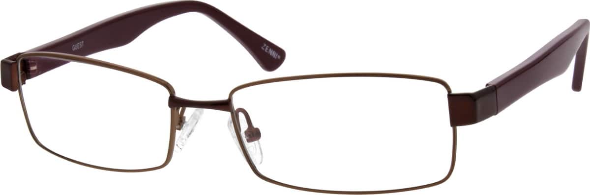 Brown Metal Alloy Full-Rim Frame with Acetate Temples 145015 Men Full Rim Mixed Materials Eyeglasses #145015