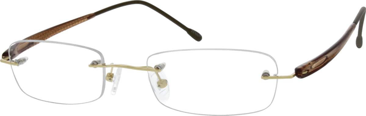 Gold 1454 Rimless Titanium Frame With Plastic Temples Gold 1454 Rimless Titanium Frame With Plastic Temples