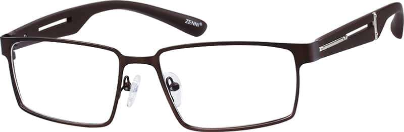 Brown Stainless Steel Full-Rim Frame with Flexible Plastic Temples 146615 Men Full Rim Mixed Materials Eyeglasses #146615