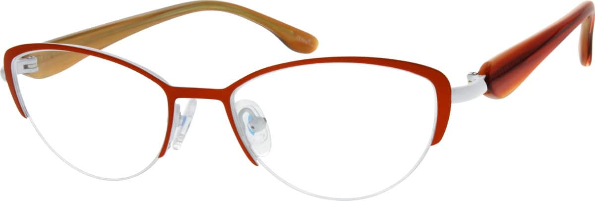 Orange Stainless Steel Half Rim Frame With Acetate Temples 1478 Zenni Optical Eyeglasses