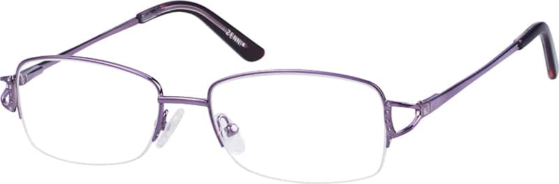Purple Rectangle Eyeglasses 148817 Women Half Rim Stainless Steel Eyeglasses #148817