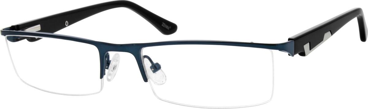 Blue Stainless Steel Half-Rim Frame with Acetate Temples and Spring Hinges 149616 Men Half Rim Mixed Materials Eyeglasses #149616