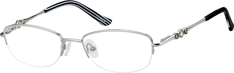 Silver Metal Alloy Half Rim Frame With Spring Hinges 1501 Zenni