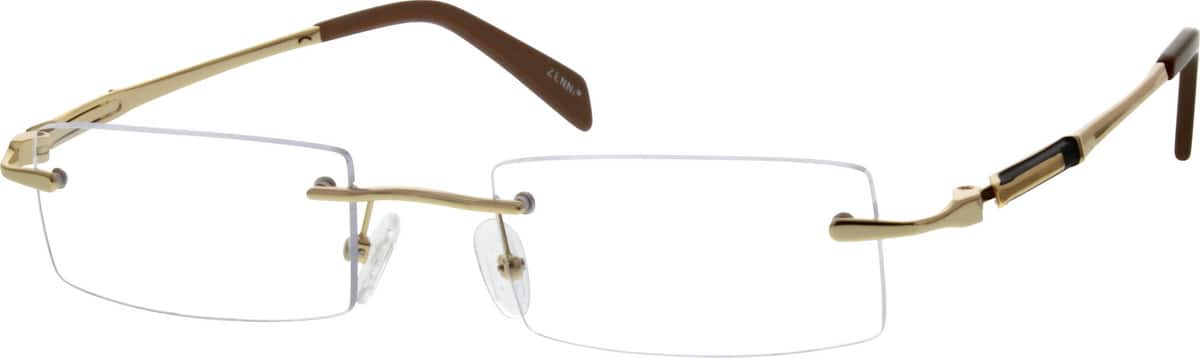 Gold 1511 Rimless Metal Alloy Frame With Spring Hinges Gold 1511 Rimless Metal Alloy Frame With Spring Hinges