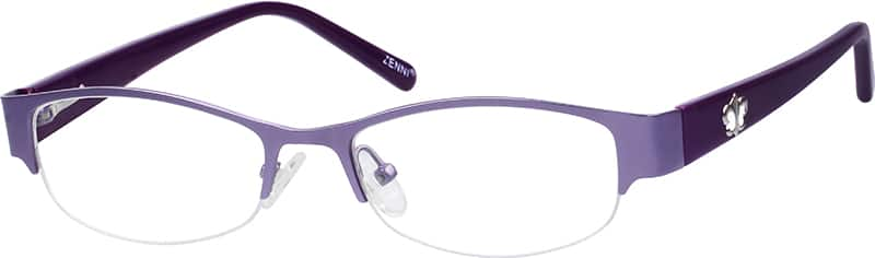 Purple Stainless Steel Half Rim Frame With Acetate Temples 1911 Zenni Optical Eyeglasses