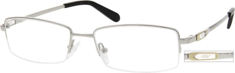 Silver Bendable (Memory) Titanium Half-Rim Frame 216311 Men Half Rim Memory Titanium Eyeglasses #216311