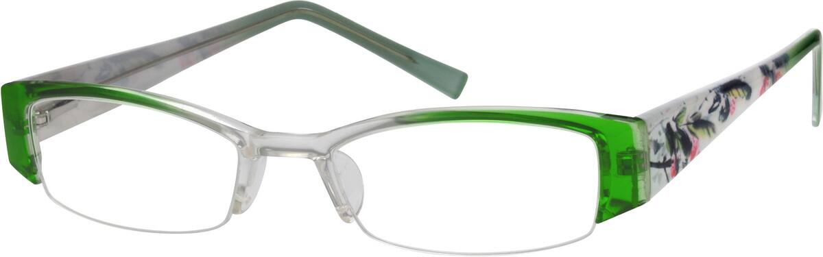 Green Plastic Half-Rim Frame with Spring Hinges 233124 Women Half Rim Acetate/Plastic Eyeglasses #233124