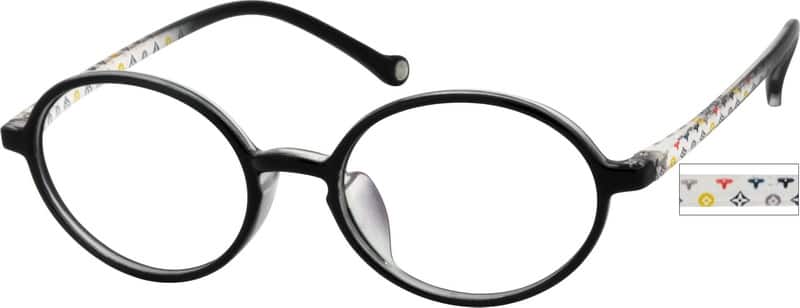 Black Children's Plastic Full-Rim Frame 245821 Girl Full Rim Eyeglasses #245821