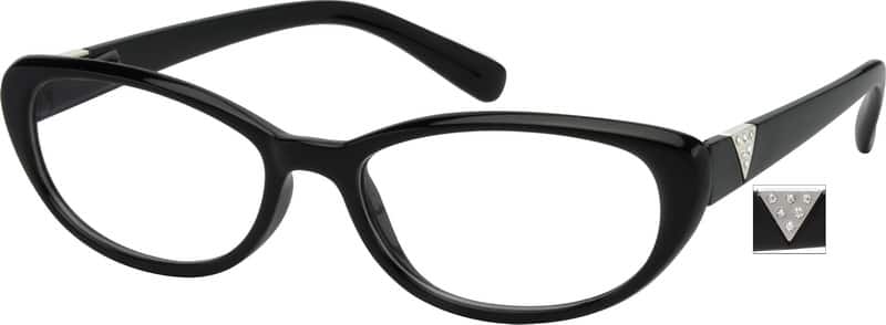 Black Plastic Full-Rim Frame with Spring Hinges 260621 Women Full Rim Acetate/Plastic Eyeglasses #260621