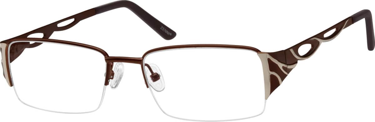 Brown Stainless Steel Half-Rim Frame with Spring Hinges 402615 Men Half Rim Stainless Steel Eyeglasses #402615