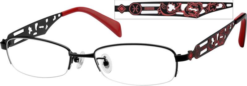 Black Metal Alloy / Stainless Steel Half Rim Frame 410421 Women Half Rim Stainless Steel Eyeglasses #410421