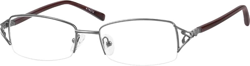 Gray Metal Alloy / Stainless Steel Half Rim Frame with ...
