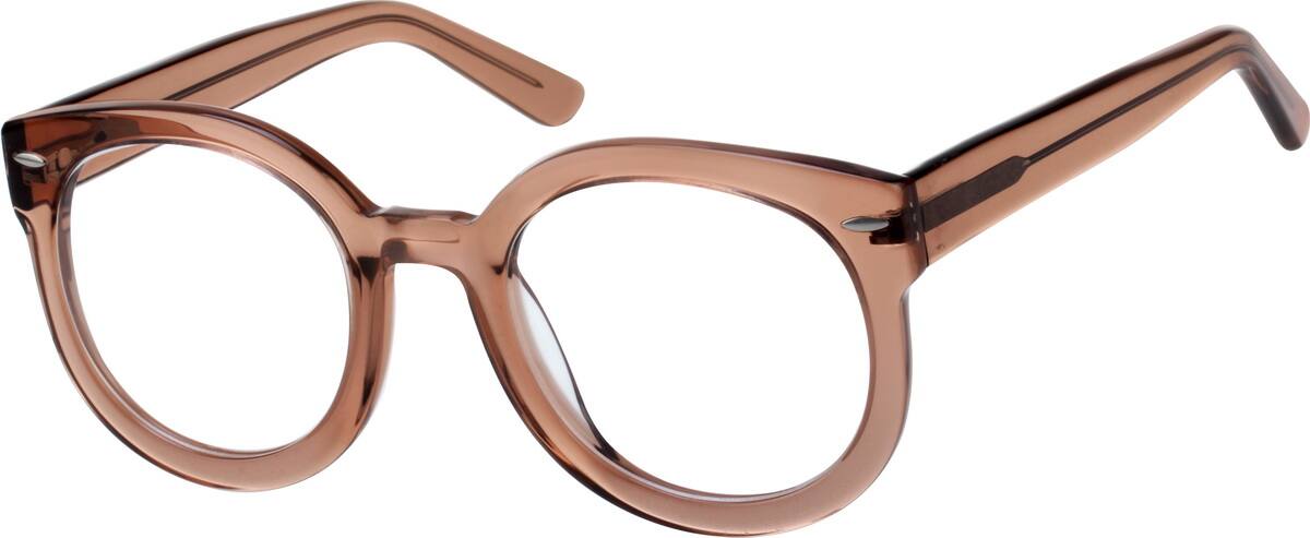 Brown Translucent Round Eyeglasses 4414115 Women Full Rim Acetate/Plastic Eyeglasses #4414115