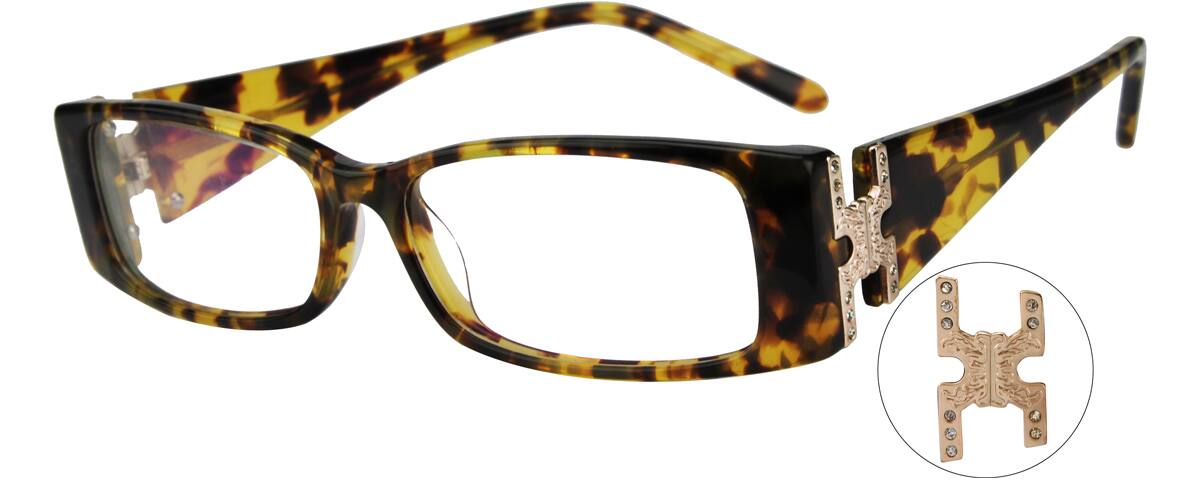 Tortoiseshell Full Rim Acetate Frames with Design on Temples 447825 Women Full Rim Acetate/Plastic Eyeglasses #447825