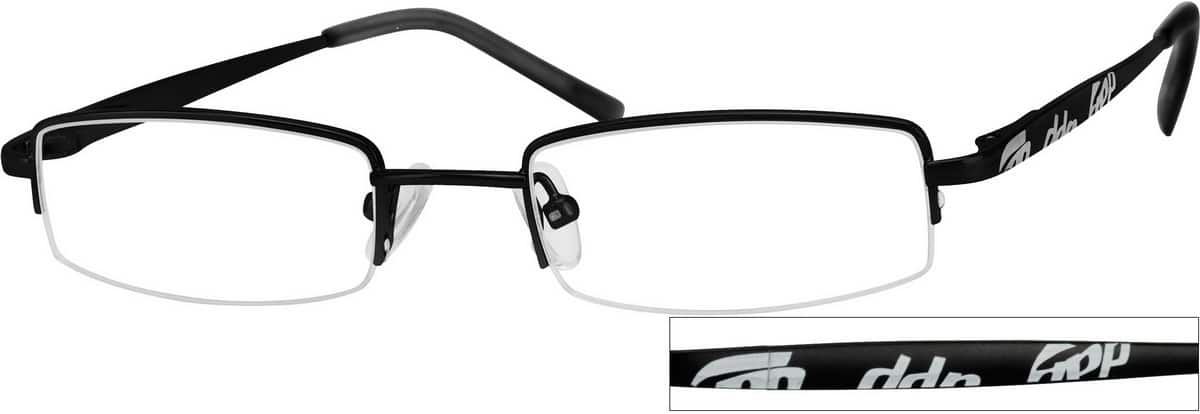 Black Stainless Steel Children's Frame With Spring Hinge 456121 Boy Half Rim Stainless Steel Eyeglasses #456121