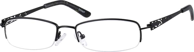 Black Stainless Steel Half Rim Frame With Designer Temples 4594 Zenni Optical Eyeglasses 