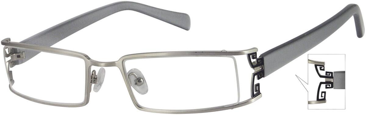 Silver Stainless Steel Frame with Acetate Temples 493311 Women Full Rim Mixed Materials Eyeglasses #493311
