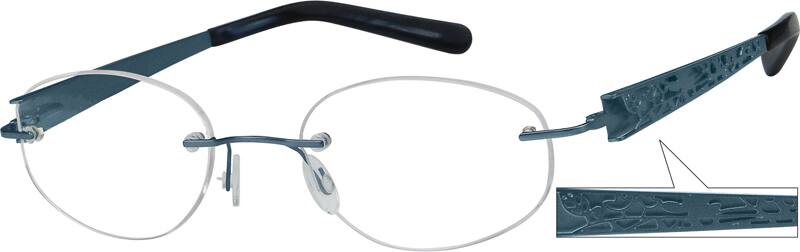 Blue Rimless Stainless Steel Frame with Spring Hinge #4963 ...