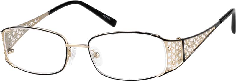 Brown Partial Rim Stainless Steel Frame with Designer Temples 497115 Women Full Rim Stainless Steel Eyeglasses #497115