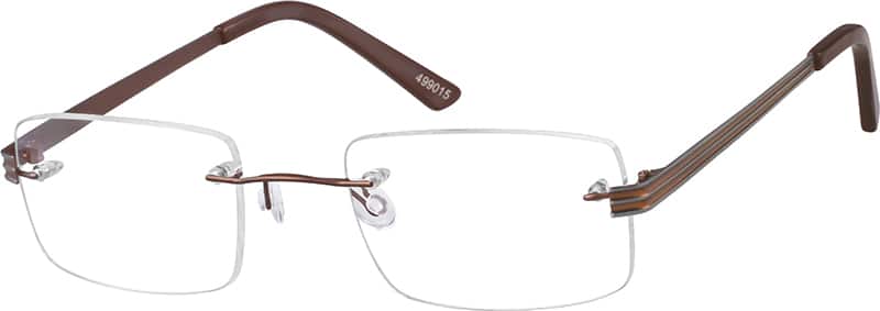 Brown Rimless Stainless Steel Frame Men Rimless Stainless Steel Eyeglasses #499015