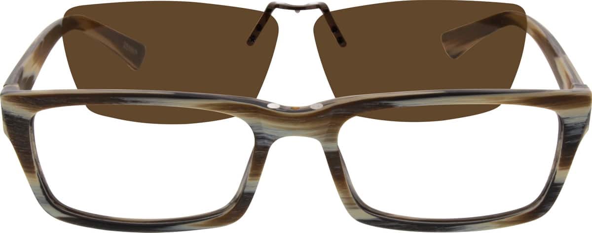 Brown Acetate Full-Rim Frame with Polarized Magnetic Snap-on Sunlens 501535 Men Full Rim Acetate/Plastic Eyeglasses #501535