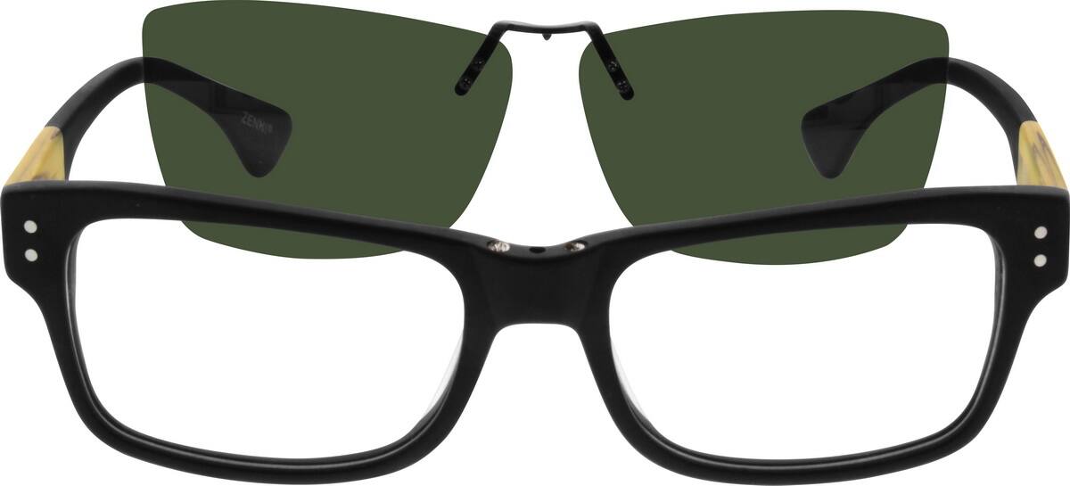 Black Acetate Full-Rim Frame with Polarized Magnetic Snap-on Sunlens 502121 Men Full Rim Acetate/Plastic Eyeglasses #502121