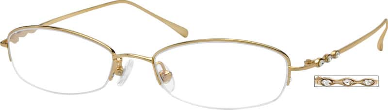 Gold Pure Titanium Half Rim Frame 520914 Women Half Rim Titanium Eyeglasses #520914