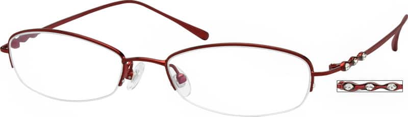 Red Pure Titanium Half Rim Frame 520918 Women Half Rim Titanium Eyeglasses #520918