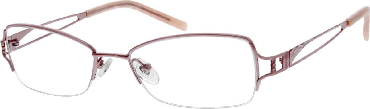 Pink Half Rim Titanium Frame with Designer Temples 526919 Women Half Rim Titanium Eyeglasses #526919