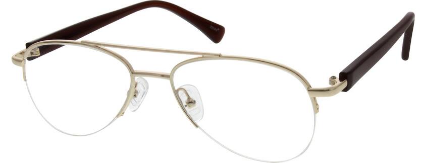 Gold Metal Alloy Half-Rim Frame with Acetate Temples 531614 Men Half Rim Mixed Materials Eyeglasses #531614