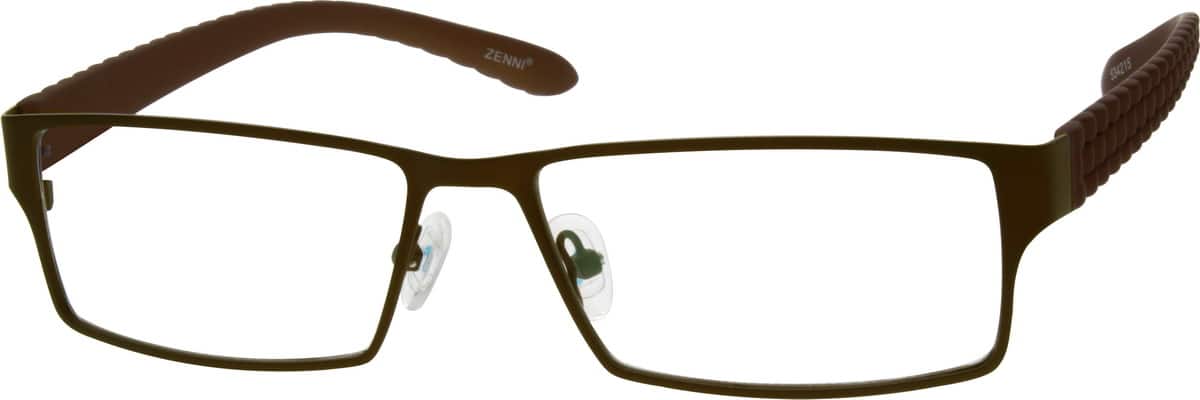 Brown Stainless Steel Full Rim Frame With Plastic Temples 534215 Men Full Rim Mixed Materials Eyeglasses #534215