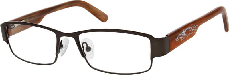 Brown Stainless Steel Full-Rim Frame with Acetate Temples and Spring Hinges 534515 Men Full Rim Mixed Materials Eyeglasses #534515