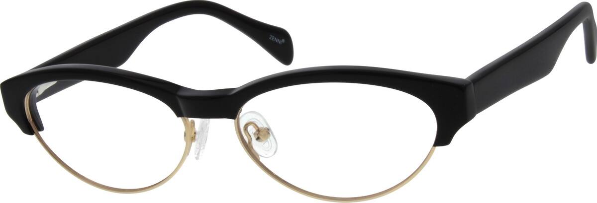 Black Acetate and Stainless Steel Full-Rim Frame with Spring Hinges 534821 Women Full Rim Mixed Materials Eyeglasses #534821