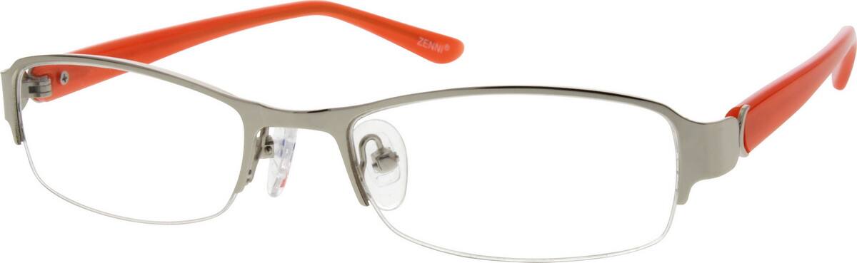 Silver Stainless Steel Half-Rim Frame with Acetate Temples 535811 Women Half Rim Mixed Materials Eyeglasses #535811