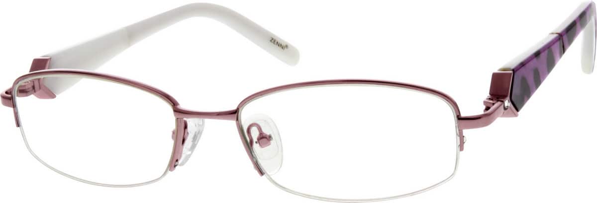 Purple Metal Alloy Half-Rim Frame with Acetate Temples 536717 Women Half Rim Mixed Materials Eyeglasses #536717