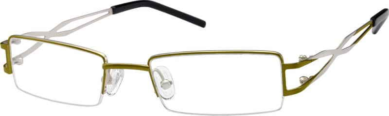 Green Metal Alloy Half-Rim Frame 551614 Men Half Rim Metal Eyeglasses #551614