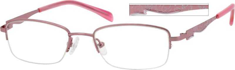 Pink Metal Alloy / Stainless Steel Half-Rim Frame 552619 Women Half Rim Metal Eyeglasses #552619