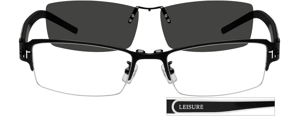 Black Half Rim Stainless Steel Frame With Polarized Magnetic Snap On Sunlens 5883 Zenni 0593