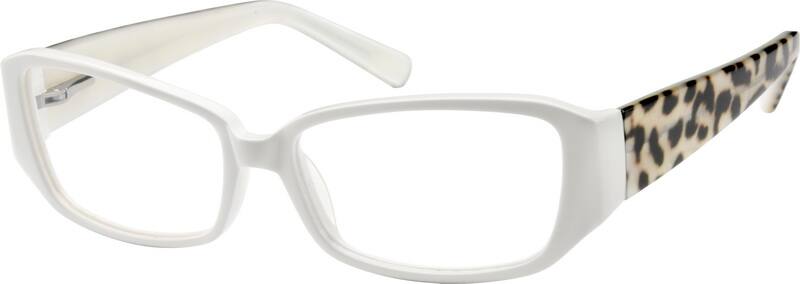 White Acetate Full-Rim Frame with Design on Temples 609530 Women Full Rim Acetate/Plastic Eyeglasses #609530