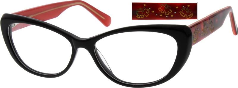 Black Acetate Full-Rim Frame With Spring Hinges 625021 Women Full Rim Acetate/Plastic Eyeglasses #625021