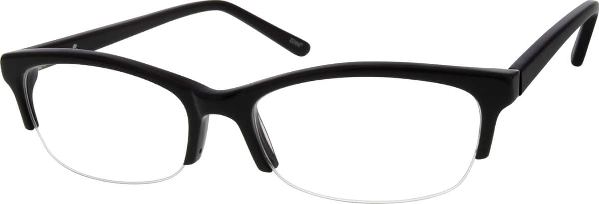 Black Acetate Half-rim Frame With Spring Hinges 636821 Men Half Rim Acetate/Plastic Eyeglasses #636821