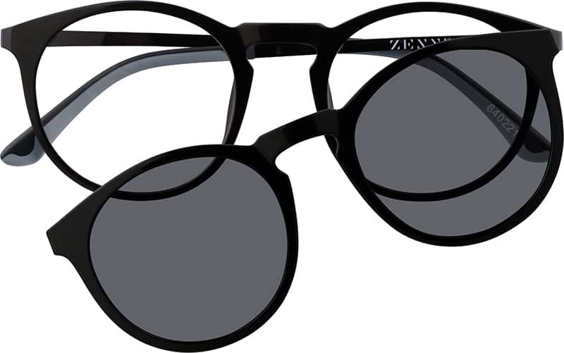 Black Round Glasses With Magnetic Snap On Shades 6402 Zenni Optical Eyeglasses 