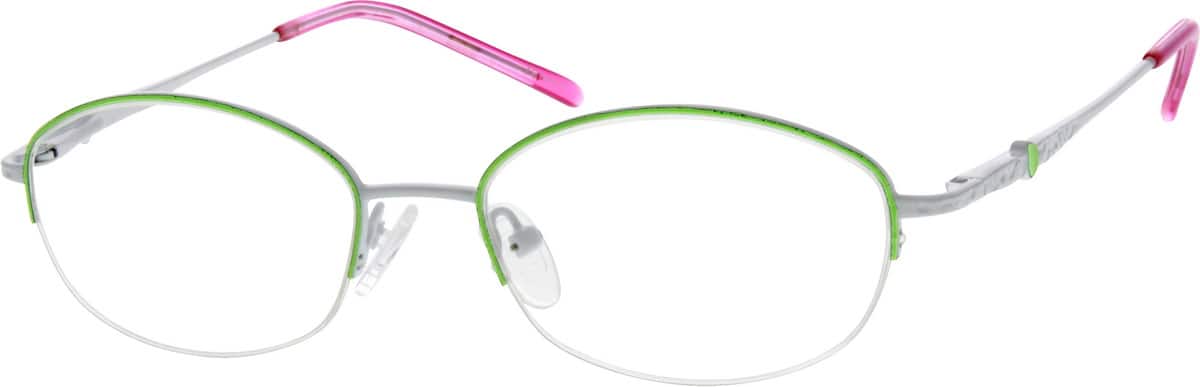 White Metal Alloy Half Rim Frame with Spring Hinges 651824 Women Half Rim Metal Eyeglasses #651824