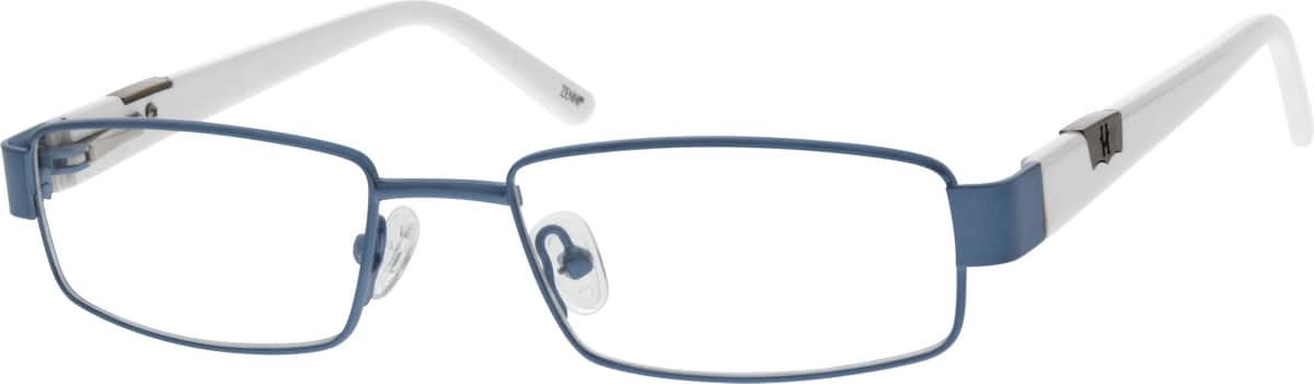 Blue Stainless Steel Full-Rim Frame with Acetate Temples and Spring Hinges 671116 Men Full Rim Mixed Materials Eyeglasses #671116
