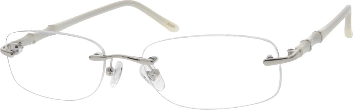 Silver Rimless Metal Alloy Frame With Acetate Temples 6721 Zenni Optical Eyeglasses 