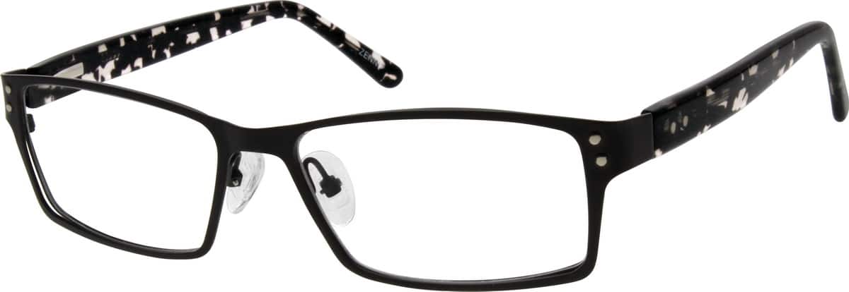 Black Stainless Steel Full-Rim Frame with Acetate Temples And Spring Hinges 672621 Men Full Rim Mixed Materials Eyeglasses #672621